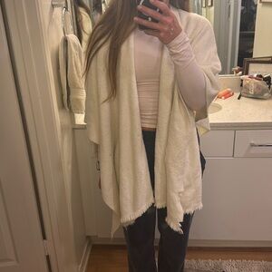 Beryll Cashmere Serape | Cream Oversized Blanket Scarf With Stretch